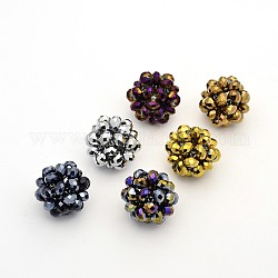 Perles tissées rondes en verre galvanisé, perles de cluster, plein plaqué, couleur mixte, 22mm, perles: 6 mm