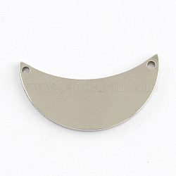 Crescent Moon Stainless Steel Links connectors, Stainless Steel Color, 24x13x1mm, Hole: 1mm