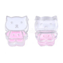 Cuentas de esmalte acrílico transparente, gato, rosa perla, 27x21x8mm, agujero: 3.5 mm