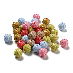 Perles acryliques opaques peintes au four, citrouille, couleur mixte, 14.5x16x16mm, Trou: 2.6mm
