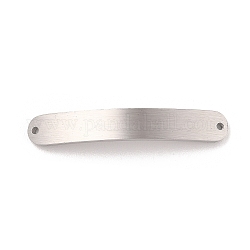 ステンレススチールのつや消し曲線長方形コネクタチャーム 304 個  ステンレス鋼色  6.5x39.5x1.5mm  穴：1.4mm