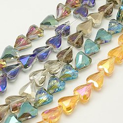 Electroplate Glass Beads Strands, Faceted, Heart, Mixed Color, 13x10mm, Hole: 1mm