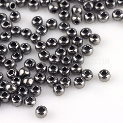 Perline di semi di vetro rotonde di grado 8/0, colori metallici, grigio scuro, 8/0, 3x2mm, Foro: 1 mm, circa 10000pcs/scatola