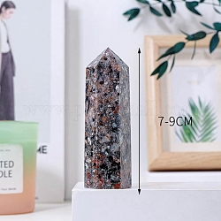 Point Tower Natural Fluorescent Syenite Rock Home Display Decoration, Healing Stone Wands, for Reiki Chakra Meditation Therapy Decors, Hexagon Prism, 80~90mm