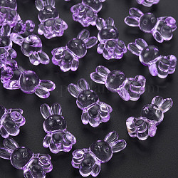 Perles en acrylique transparente, lapin, bleu violet, 24.5x14.5x11mm, Trou: 2.5mm, environ 300 pcs/500 g
