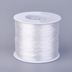 Filo di cristallo elastico piatto, filo per perline elastico, per realizzare bracciali elastici, bianco, 0.7mm, circa 546.8 iarde (500 m)/rotolo