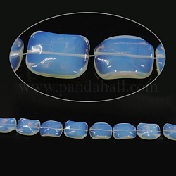 Opalite Perlen Stränge, Rechteck, hellblau, 30x22x7 mm, Bohrung: 1 mm, 14 Stk. / Strang