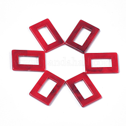 Anneaux liant acrylique, style de pierres fines imitation, rectangle, rouge, 26x18x2.5mm, Trou: 16x8mm, environ 560 pcs/500 g