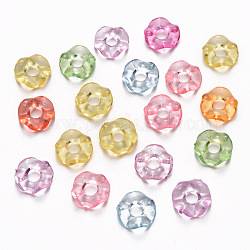 Transparente Acryl Perlen, Großloch perlen, Flachrund, Mischfarbe, 12.5x3.5 mm, Bohrung: 4 mm, ca. 2000 Stk. / 500 g