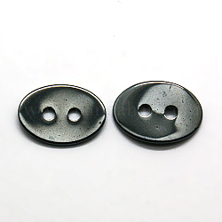 Hematita coser botones 2 hoyos, oval, 14x10x2mm, agujero: 1 mm