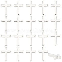 BENECREAT 20Pcs Brass Tiny Cross Charms, Long-Lasting Plated, 925 Sterling Silver Plated, 13x8.5x2mm, Hole: 0.5mm