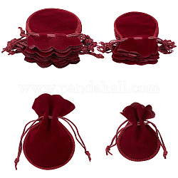 Beebeecraft 20Pcs 2 Styles Gourd Velvet Bags, Drawstring Gift Pouches Favor Bags, Dark Red, 9.5~12x7.5~9cm, 10pcs/style