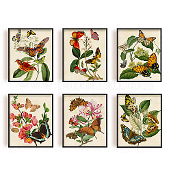 Stampe di piante retrò superdant 8x10 set di 6 farfalle colorate ad acquerello senza cornice arte della parete fiori e foglie poster su tela pittura per arredamento casa ufficio
