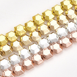Chapelets de perles en hématite synthétique sans magnétiques, hexagone, facette, couleur mixte, 6x6x3mm, Trou: 1mm, Environ 73 pcs/chapelet, 15.7 pouce