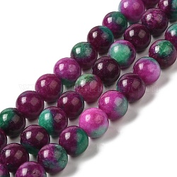 Chapelets de perles de jade teintes naturelles, ronde, violet, 10~10.5 mm de diamètre, Trou: 1mm, Environ 37 pcs/chapelet, 14.76''~14.80'' (37.5~37.6 cm)