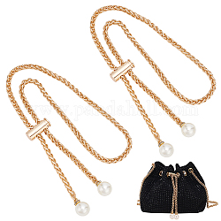 Wadorn 2pcs chaînes de cordon de sac de seau en alliage, avec perles en imitation de résine, or clair, 64.8 cm