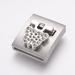 304 Stainless Steel Magnetic Clasps Rhinestone Settings, Frosted Rectangle and Smooth Surface Butterfly, Stainless Steel Color, 25x21x9mm, Hole: 2x18mm, Fit for 1mm rhinestone
