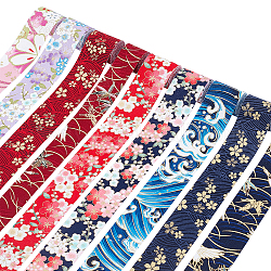 Fingerinspire japanischer Kimono-Stil Blumenbaumwollband, einzeln gedruckt, für DIY Haarschleife, Kopfbedeckungen, handgemachte Ordnung, Mischfarbe, 1-1/2 Zoll (40 mm), 9 Farben, 2 Garten / Farbe, 18 Yard / Set.
