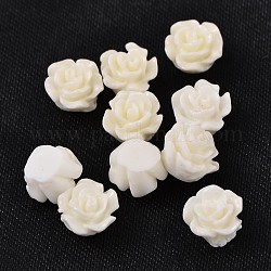 Perles en résine, fleur, blanc, 6x4mm, Trou: 1mm