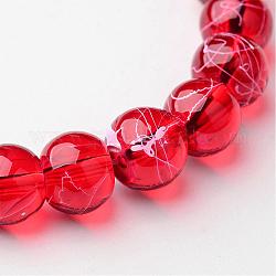 Drawbench Transparent Glass Round Beads Strands, Spray Painted, FireBrick, 8mm, Hole: 1.3~1.6mm, about 100pcs/strand, 31.4 inch