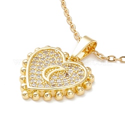 Klares Zirkonia-Herz mit Halbmond-Anhänger-Halskette, 304 Edelstahlschmuck für Damen, golden, 17.72 Zoll (45 cm)