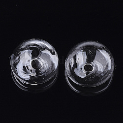 Handmade Blown Glass Bottles, for Glass Vial Pendants Making, Half Round, Clear, 20x12~13mm, Half Hole: 3~4.5mm