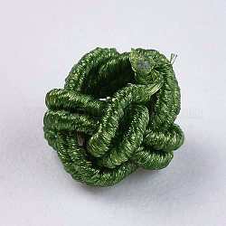 Polyestergewebe beads, Runde, dunkelgrün, 6.5x4.5 mm, Bohrung: 4 mm