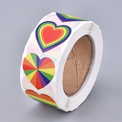 Рулон наклеек в форме сердца, наклейка на день святого валентина, для украшения свадьбы аксессуары, красочный, 25x25 мм, 500шт / рулон