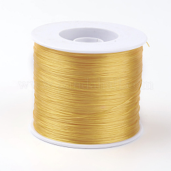Cuerda de cristal elástica plana coreana, Hilo de cuentas elástico, para hacer la pulsera elástica, oro, 0.5mm, alrededor de 546.8 yarda (500 m) / rollo