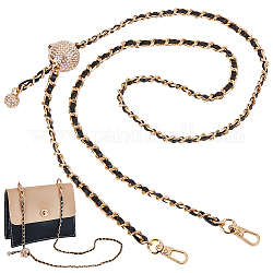 Cinturini per borsa regolabili in pelle pu wadorn 1pc, con catena in lega di zinco e fermagli girevoli, nero, 117x0.7cm