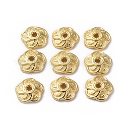 Alloy Bead Caps, Lead Free and Cadmium Free, Flower, Golden, about 9mm long, 9mm wide, 2.5mm thick, hole: 2mm
