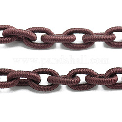 Lazo de cadena de cable de seda hecho a mano, marrón, 9.8~12x6.8~8.5x2mm, 25~27 pulgada