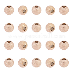 Unicraftale 201 Stainless Steel Textured Beads, Round, Rose Gold, 8x7mm, Hole: 3mm, 20pcs/box