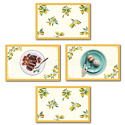 Set de table rectangle en coton et lin motif citron, jaune, 45x30 cm, 4 pièces / kit