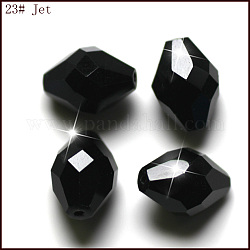 Имитация австрийских кристаллов, класс AAA, граненые, двухконусные, чёрные, 8x11 мм, отверстие : 0.9~1 мм