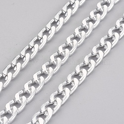 Aluminum Twisted Chains Curb Chains, Unwelded, Silver, 7x4x1.5mm