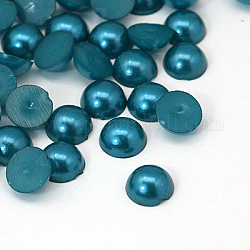 Acrylic Cabochons, Imitation Pearl, Half Round, Dark Turquoise, 4x2mm, about 10000pcs/bag