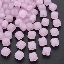 Perles en acrylique de gelée d'imitation, carrée, perle rose, 8x8x5.5mm, Trou: 2.5mm, environ 1800 pcs/500 g