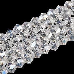 Trasparenti perle di vetro placca fili, ab colore placcato, sfaccettato, bicono, chiaro ab, 3x2.5mm, Foro: 0.7 mm, circa 162~185pcs/filo, 12.76~14.61 pollice (32.4~37.1 cm)