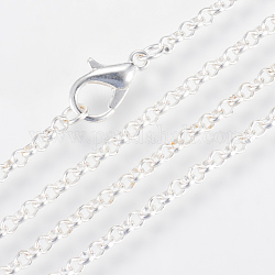 Fabricación de collar de cadenas de rolo de hierro, con broches de langosta, soldada, color plateado, 17.7 pulgada (45 cm)