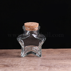 Mini contenitori per perline di bottiglia di vetro borosilicato, bottiglia di desiderio, con tappo di sughero, stella, chiaro, 6.1x7.3cm