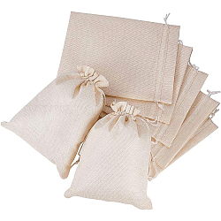 BENECREAT 25PCS Burlap Bags with Drawstring Gift Bags Jewelry Pouch for Wedding Party Treat and DIY Craft - 9 x 6.7 Inch, Cream
