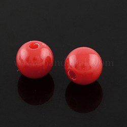 Fluorescent Acrylic Beads, Round, Red, 6mm, Hole: 1.5mm, about 3850pcs/500g