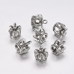 Lega stile tibetano 3 fascino d corona,  cadmio& piombo libero, argento antico, 14x12x12mm, Foro: 2 mm