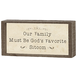 Carved Wooden Display Board Sign, for Home Wall Decorations, Rectangle with Word Our family, Wheat, 254x108x45mm