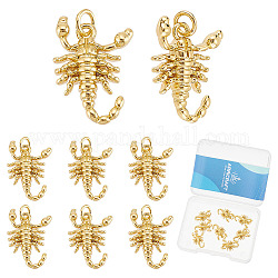 ARRICRAFT 8Pcs Scorpion Brass Pendants, with Jump Rings, Real 18K Gold Plated, 15.5x9.5x3mm, Hole: 2.8mm