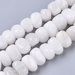 Natürliche weiße Jade perlen Stränge, getrommelt Stein, Nuggets, 8~10x12~15x10~12 mm, Bohrung: 1 mm, ca. 42~46 Stk. / Strang, 16.14 Zoll (41 cm)