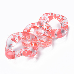Transparent Acrylic Linking Rings, Quick Link Connectors, for Curb Chains Making, Twist Oval, Tomato, 31x29x7mm, Inner Diameter: 11x17mm