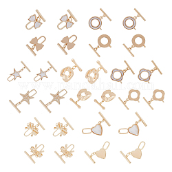 DICOSMETIC 14 Sets 7 Styles Golden T-Bar Jewelry Clasp Toggle Clasps Ring Connector Star Round Heart Bracelet Closure Clasps Brass OT Fastener Clasps for Necklace Jewelry Making