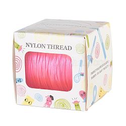 Hilo de nylon, Cordón de satén de cola de rata, de color rosa oscuro, 1.0mm, alrededor de 76.55 yarda (70 m) / rollo